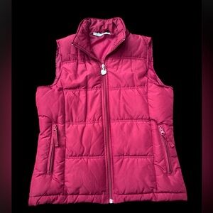 Maurice’s Full Zip Red Puffer Vest W/ Heart Zipper Size M
